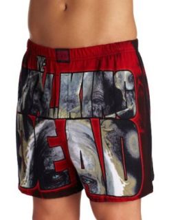 Briefly Stated Men's Walking Dead Logo Knit Boxer, Multi, Large Clothing