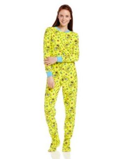 Junior's Sponge Bob Footed Onesie Pajama, Yellow Print, Small Clothing