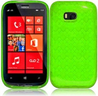 VMG For Nokia Lumis 822 (Verizon Version) Cell Phone TPU Firm Rubber Gel Skin Case Cover   Green Diamond See Thru Pattern Design Cover Case Cell Phones & Accessories