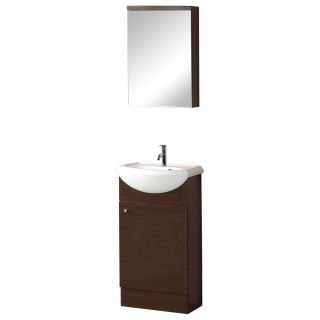DreamLine Modern 18.5 in x 14 in Wenge Wood Belly Sink Single Sink Bathroom Vanity with Vitreous China Top