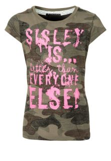 Sisley   Print T shirt   oliv