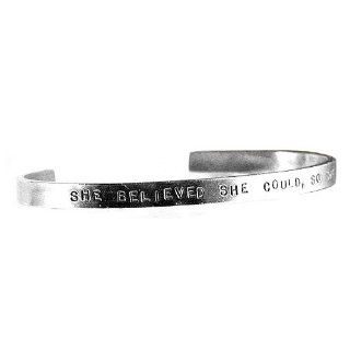 "She Believed She Could So She Did" Sterling Silver Bracelet