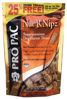 PRO PAC Nut'R'Nipz Dog Treats, 15 Ounce Bag  Pet Snack Treats 