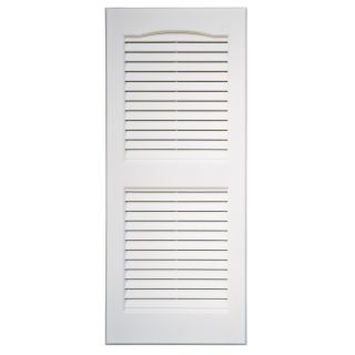 Severe Weather 14.5 x 38.5 White Louvered Vinyl Exterior Shutters