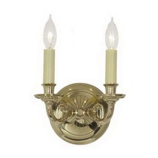 JVI Designs Ray 9 in W 2 Light Polished Brass Arm Hardwired Wall Sconce