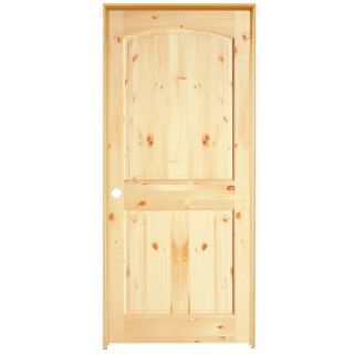 ReliaBilt 2 Panel Arch Top Solid Core Knotty Pine Right Hand Interior Single Prehung Door (Common 80 in x 32 in; Actual 80 in x 32 in)