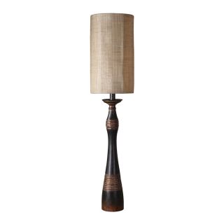 Global Direct 45 in Distressed Aged Black Finish Indoor Table Lamp with Fabric Shade