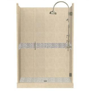 American Bath Factory Java 86 in H x 34 in W x 48 in L Medium with Accent Fiberglass and Plastic Wall Alcove Shower Kit