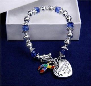 Autism Ribbon "Where There Is Love" Bracelet Jewelry