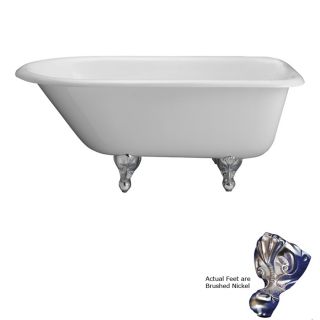 Barclay 68 in L x 30.5 in W x 23.25 in H White Cast Iron Oval Clawfoot Bathtub with Back Center Drain