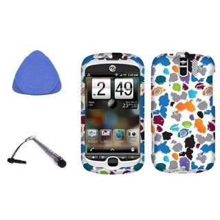Hard Plastic Snap on Cover Fits HTC Mytouch 3G Slide Color Leopard 2D White+tool+Stylus Silver Pen T Mobile (does NOT fit HTC myTouch 3G or HTC Mytouch 4G or HTC Mytouch 4G Slide) Cell Phones & Accessories