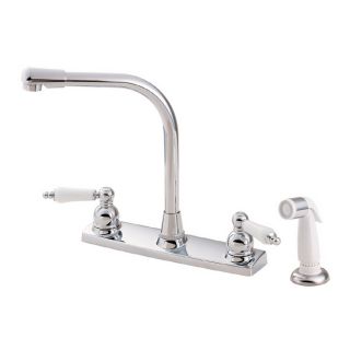Pfister Christie Polished Chrome 2 Handle High Arc Kitchen Faucet Side with Side Spray