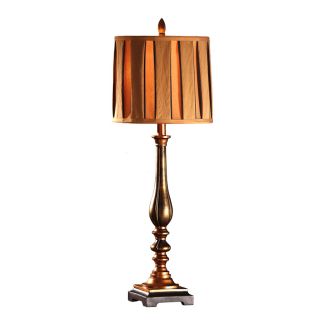 Absolute Decor 34 in 3 Way Switch Burnished Coppered Gold Indoor Table Lamp with Fabric Shade