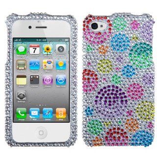 Hard Plastic Snap on Cover Fits Apple iPhone 4 4S Rainbow Bigger Bubbles Full Diamond/Rhinestone Plus A Free LCD Screen Protector AT&T, Verizon (does NOT fit Apple iPhone or iPhone 3G/3GS or iPhone 5/5S/5C) Cell Phones & Accessories