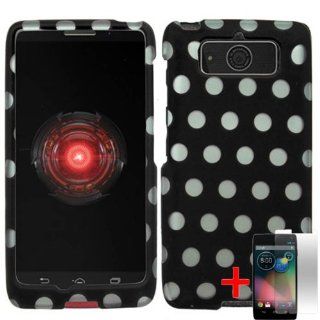 MOTOROLA DROID MINI XT1030 BLACK WHITE POLKA DOTS COVER SNAP ON HARD CASE + FREE SCREEN PROTECTOR from [ACCESSORY ARENA] Cell Phones & Accessories