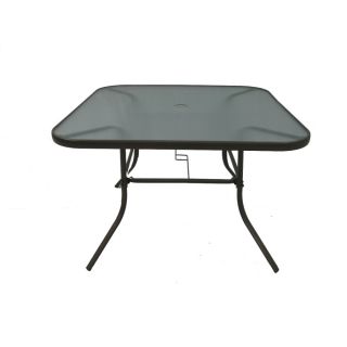 Garden Treasures Driscol 26.63 in Glass Top Bronze Steel Frame Square Patio Dining Table