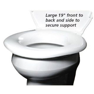Bariatric heavy duty toilet seat supports 1200lbs and is 19" wide, grips to the toilet so it doesn't move and acts as a transfer from wheelchair to toilet    
