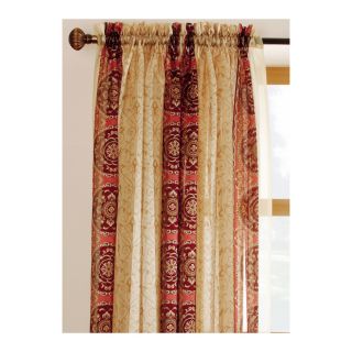 allen + roth Cheshire 63 in L Print Red Rod Pocket Window Sheer Curtain