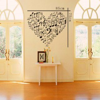 23.6" X 33.4" Heart Contain Lots of Musical Note Wall Decor Wall Art Decal Sticker Decor Music Notes Mural DIY Vinyl Lettering Saying D�cor Room Home   Nursery Wall Decor