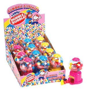 4" Mini Dubble Bubble Gumball Dispenser 12 Count  Candy  Grocery & Gourmet Food