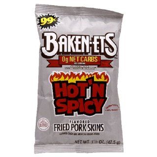 Baken ets Pork Rinds, Hot 'n Spicy, 4.125 Ounce Bags (Pack of 28)  Grocery & Gourmet Food