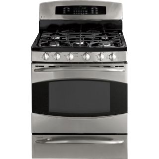 GE Profile 5 Burner Freestanding 6 cu ft Self Cleaning Convection Gas Range (Stainless Steel) (Common 30 in; Actual 30 in)
