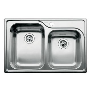 BLANCO Supreme 18 Gauge Double Basin Drop In Stainless Steel Kitchen Sink