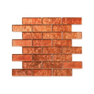 Solistone 10 Pack 12 in x 12 in Folia Red Glass Mosaic Subway Wall Tile