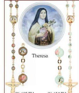 SAINT THERESA CRYSTAL ROSARY BEADS  CENTER CONTAINS LOURDES WATER  ROSARY CASE INCLUDED  Other Products  