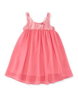 Stappy Back Sequin Yoke Dress, Pink, 7 10