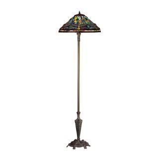 Meyda Tiffany 64 in Mahogany Bronze Tiffany Style Indoor Floor Lamp with Glass Shade