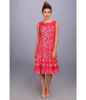 Adrianna Papell Cutaway Sleeve Shift Lace Womens Dress (Red)