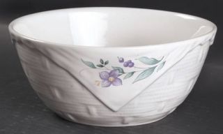 Pfaltzgraff April  Basket Bowl, Fine China Dinnerware   Stoneware, Floral On Rim
