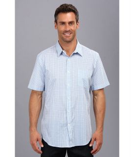 Perry Ellis S/S Uneven Plaid Shirt Mens Short Sleeve Button Up (Brown)