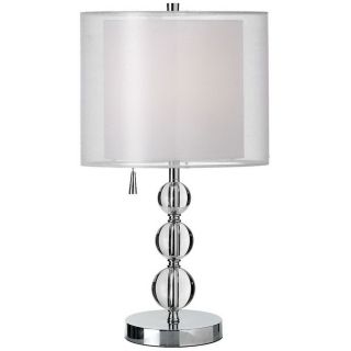 Dainolite Lighting 20 in Polished Chrome Crystal Accent Table Lamp with White Linen Shade