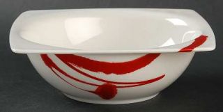 Red Vanilla Paint It Red Rim Cereal Bowl, Fine China Dinnerware   All White,Red
