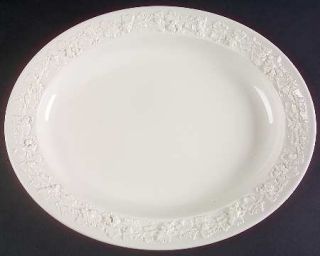 Wedgwood Cream Color On Cream Color (Plain Edge) 14 Oval Serving Platter, Fine