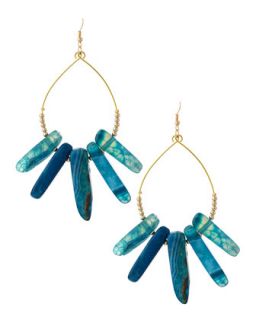 Crystal Spike Wire Hoop Earrings, Blue