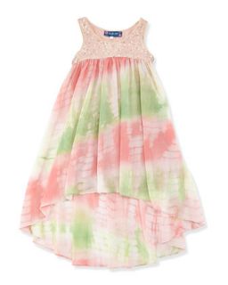 Sequin Yoke High Low Dress, Pink/Multi, 4 6X