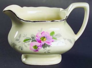 WS George Blossoms Creamer, Fine China Dinnerware   Canarytone, Pink Flowers, Gr