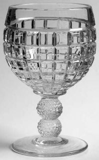 Heisey Victorian Clear Water Goblet   Stem #1425, Heavy Pressed, Block Design