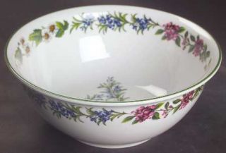 Royal Worcester Worcester Herbs Green Trim 8 Round Vegetable Bowl, Fine China D