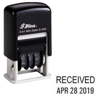 Shiny Self Inking Rubber Date Stamp   RECEIVED   S 303   BLACK INK (42511 RECEIVED K)  Business Stamps 