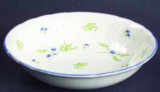 Noritake Honfleur Coupe Cereal Bowl, Fine China Dinnerware   Blue Flowers, Green