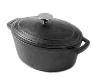 American Metalcraft 3 qt Oval Casserole Dish with Lid   Cast Iron