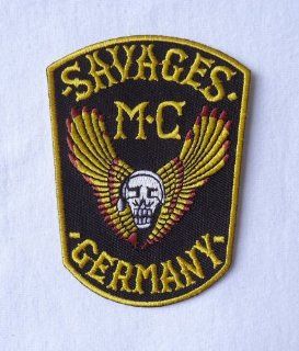 Outlaw Biker Savages Mc Germany Winged Skull Wings Motorcycle [3.75 Inches]patch Badge 