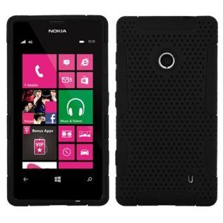 Asmyna Hybrid Protector Cover for Nokia Lumia 521   Retail Packaging   Black/Black Cell Phones & Accessories