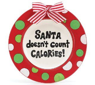 Santa Doesn't Count Calories Christmas Platter For Holiday Dining Kitchen & Dining