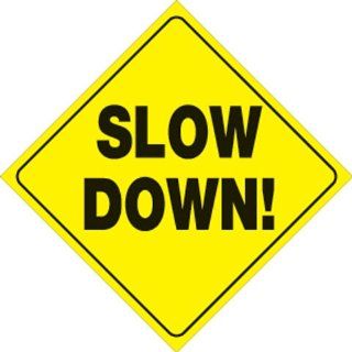 Voss Signs Yellow Plastic Reflective Sign 12" Slow Down  Yard Signs  Patio, Lawn & Garden