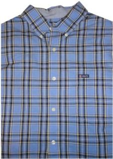 Men's Chaps Short Sleeve Shirt Button Down Shirt Blue Plaid (Large) at  Mens Clothing store